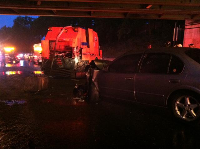 Rye Firefighters responded to this MVA with ejection on Interstate 95 southbound by The Boston Post Rd Overpass on 7/12/13